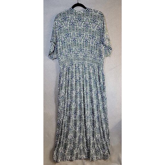 BODEN Jersey Maxi Dress Size US 16-18R Floral V Neck Smock Waist Pockets Stretch - Picture 11 of 15